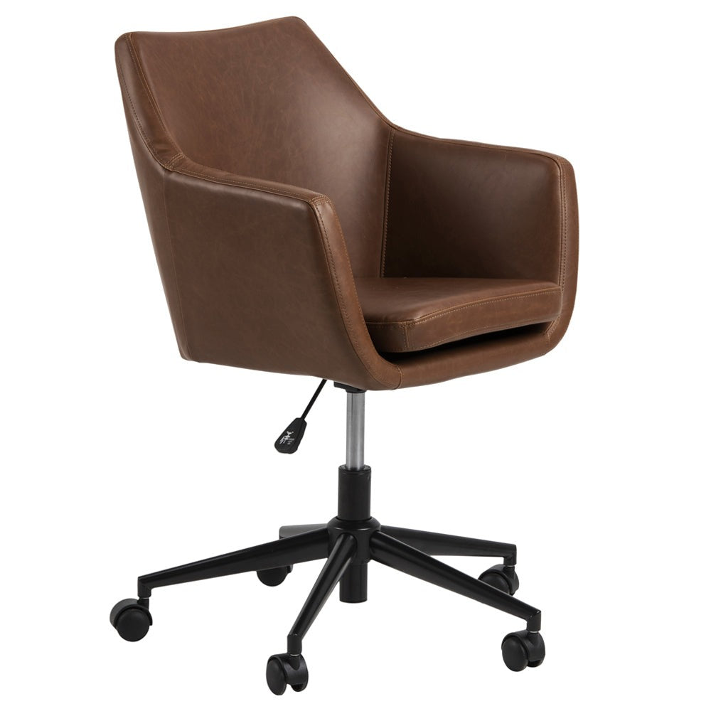 Biroja krēsls ar regulējamu augstumu Loka eko-āda 91/58/58 cm brūns - N1 Home