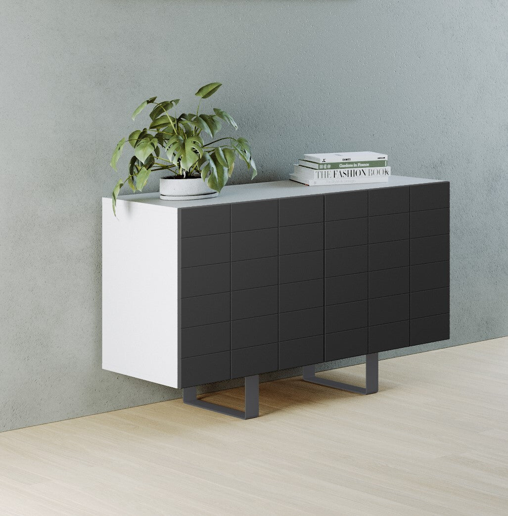 Kumode Gontal 110/70/45 cm melns/balts - N1 Home