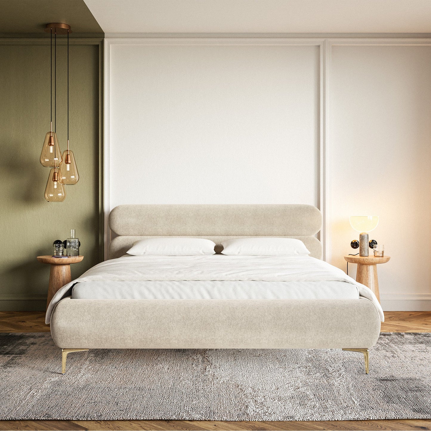 Gulta Loure 140/160/180x200 cm Amon 17/zelts kājas - N1 Home