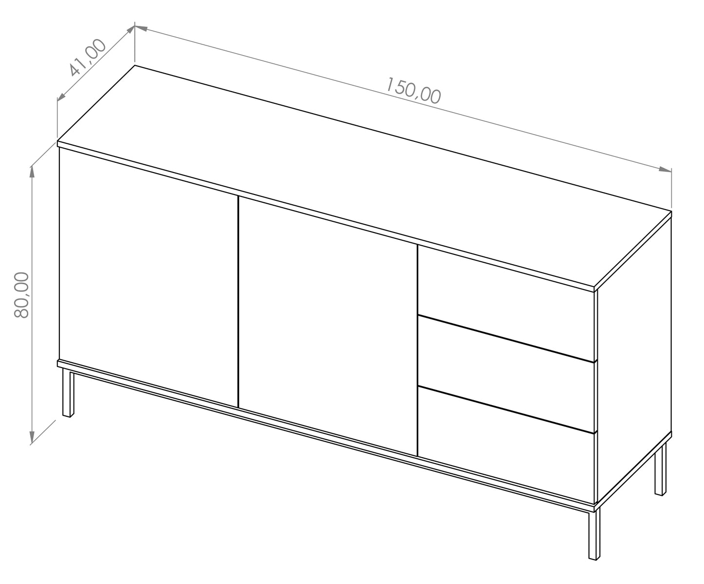 Kumode Polka 80/150/41 cm melns