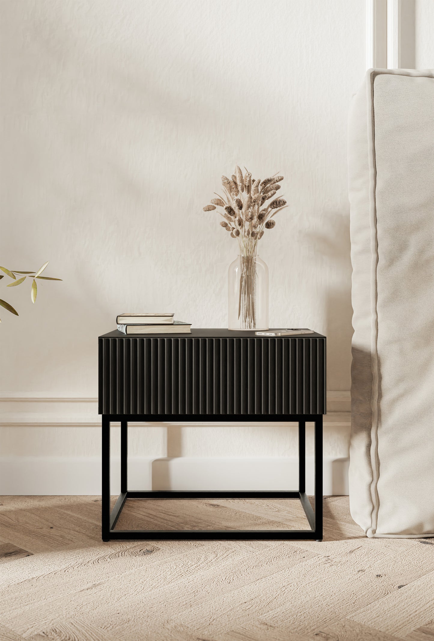 Naktsskapis Velda 50/44/35 cm melns/melns