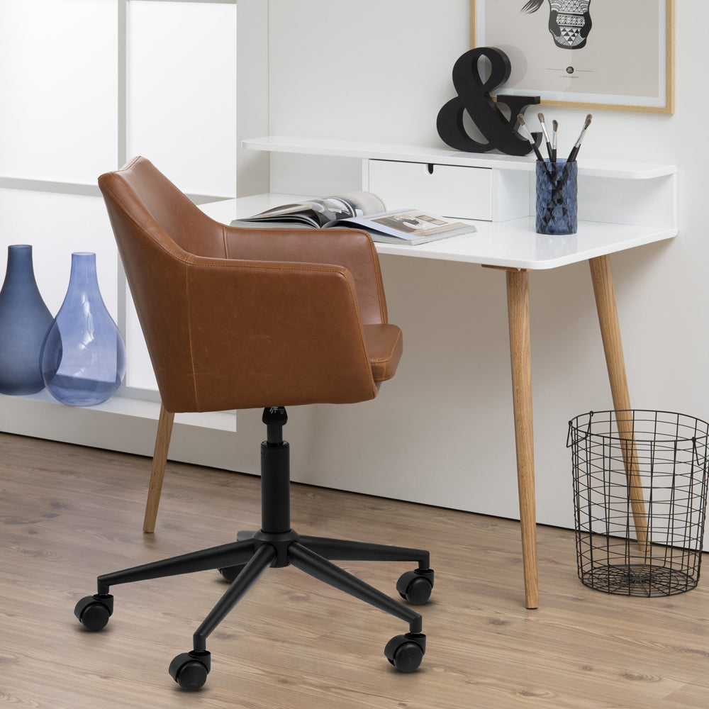 Biroja krēsls ar regulējamu augstumu Loka eko-āda 91/58/58 cm brūns - N1 Home