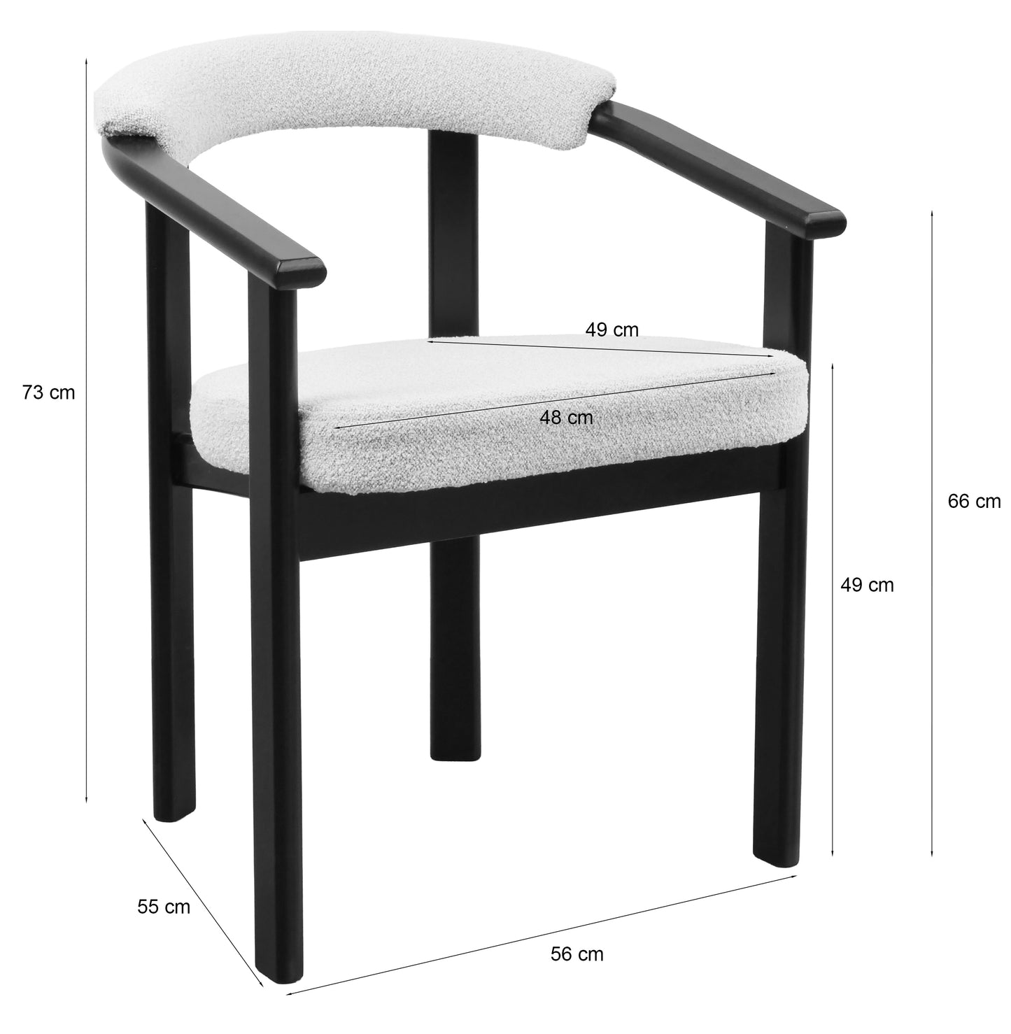 Krēsls Finis 73/56/55 cm gaiši valrieksta/gaiši pelēka buklē - N1 Home