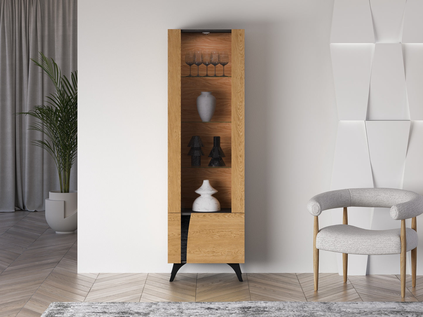 Skapis Toskana 189/57/38 cm ozols/melns