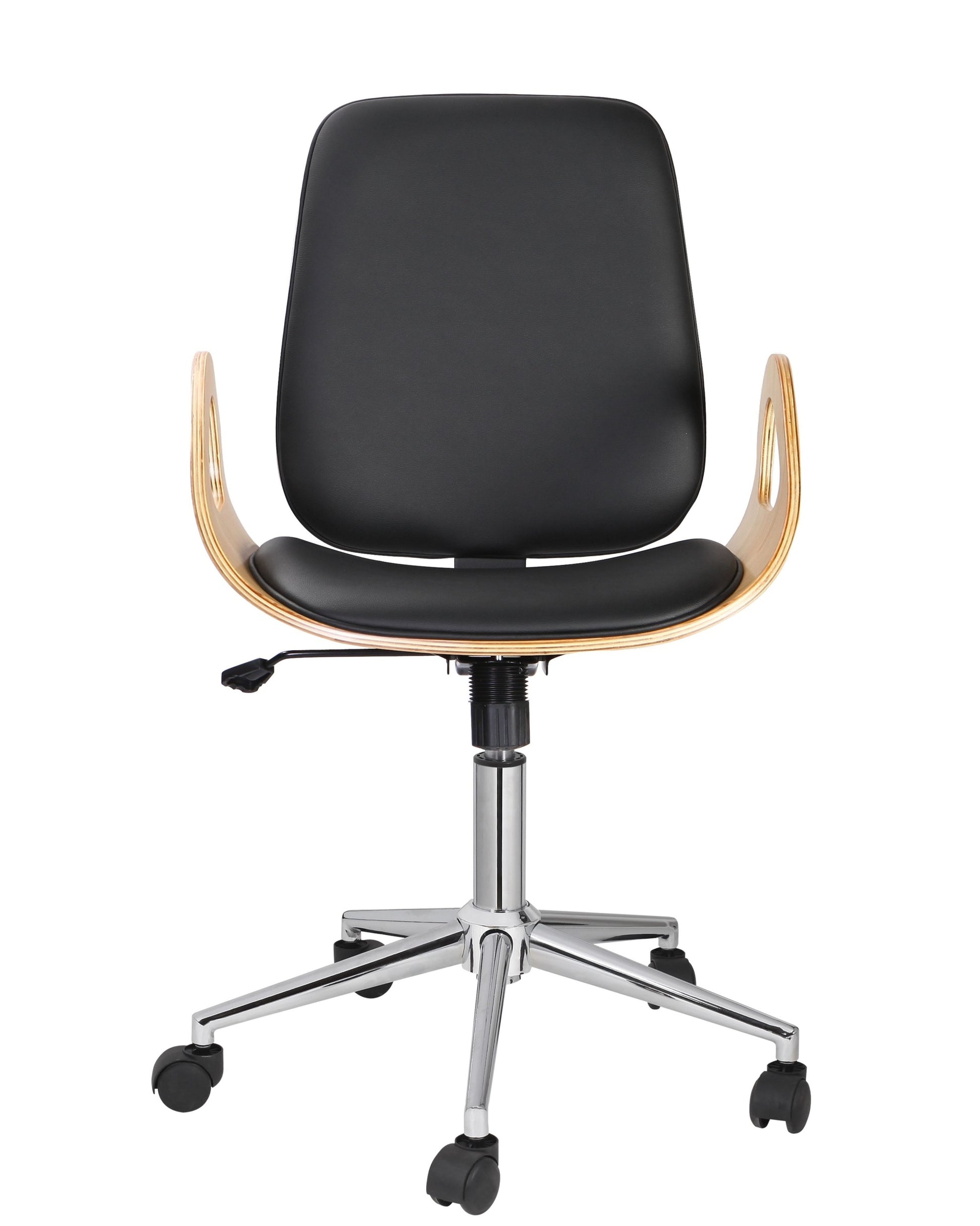 Grozāms koka krēsls Buro, melns eko-āda/saplāksnis 91/56/58 cm - N1 Home