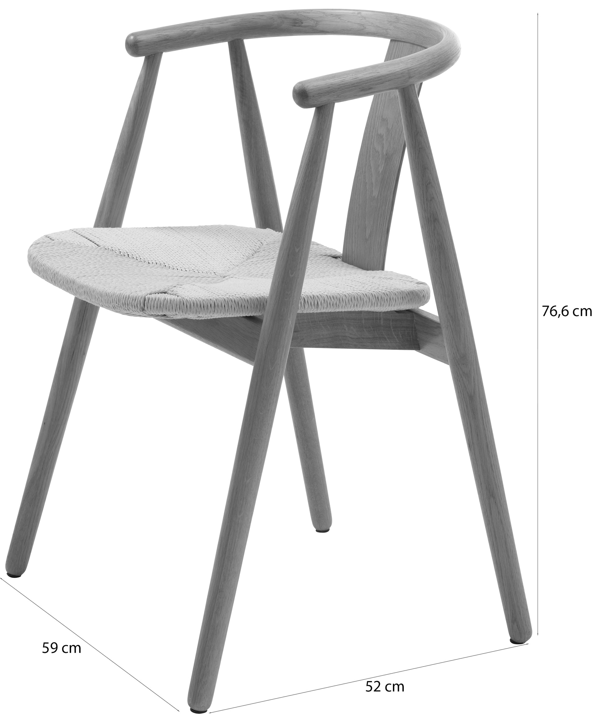 Krēsls Dabise 76/59/52 cm dabīgs ozols/pelēks - N1 Home