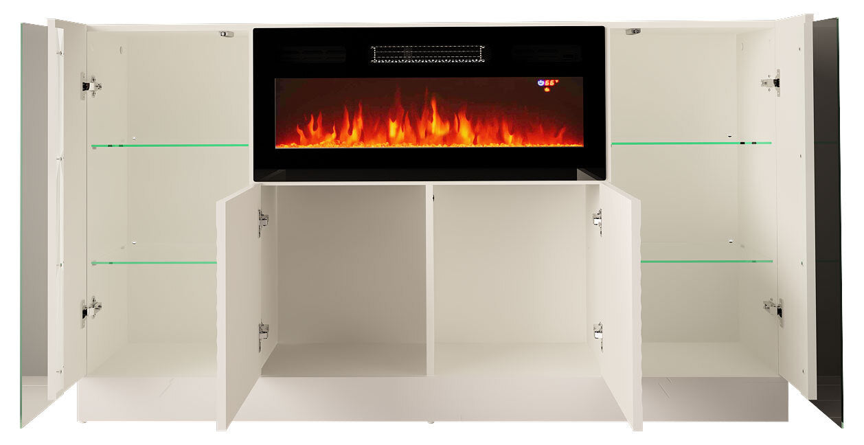 Kumode ar elektrisko kamīnu Dalika 160/90/35 cm balts - N1 Home