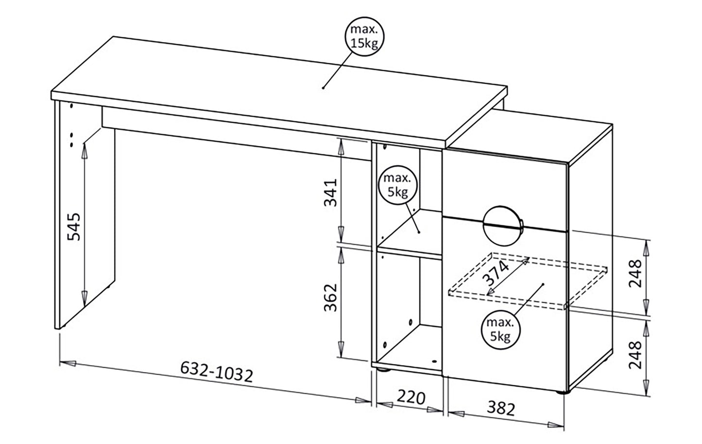 Rakstāmgalds Mdod 170x54x79 cm bēšs/artisan ozols - N1 Home