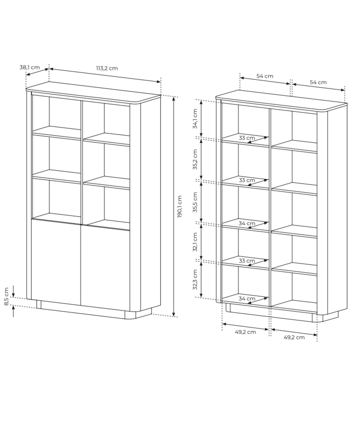 Skapis Torredo 190/113/38 cm Kremona ozols