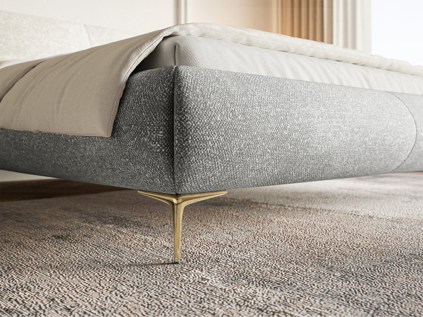 Gulta Valeo 140/160/180x 200 cm Melody 3 (Agmamito), zelta kājas - N1 Home