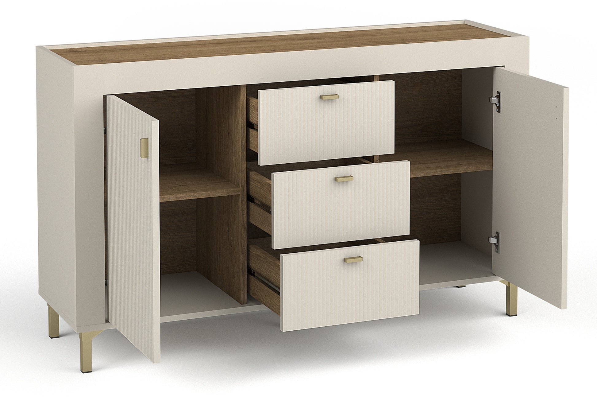 Kumode Lamos 130/77/38 cm bēšs/zelts - N1 Home