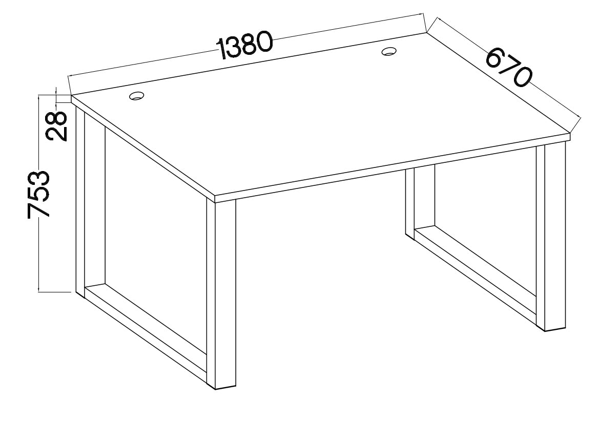 Biroja galds Stun  75/138/67 cm pelēks - N1 Home