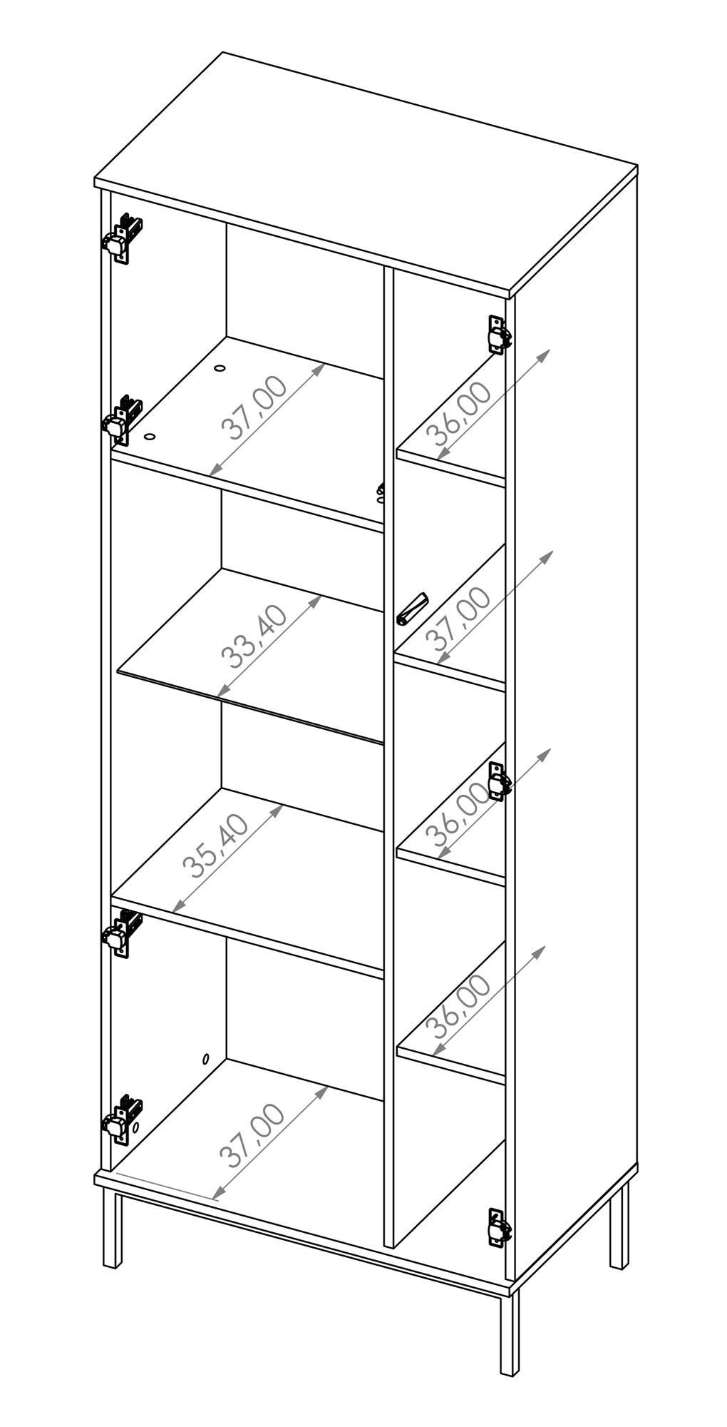Vitīnas skapis Polka 190/70/41 cm melns