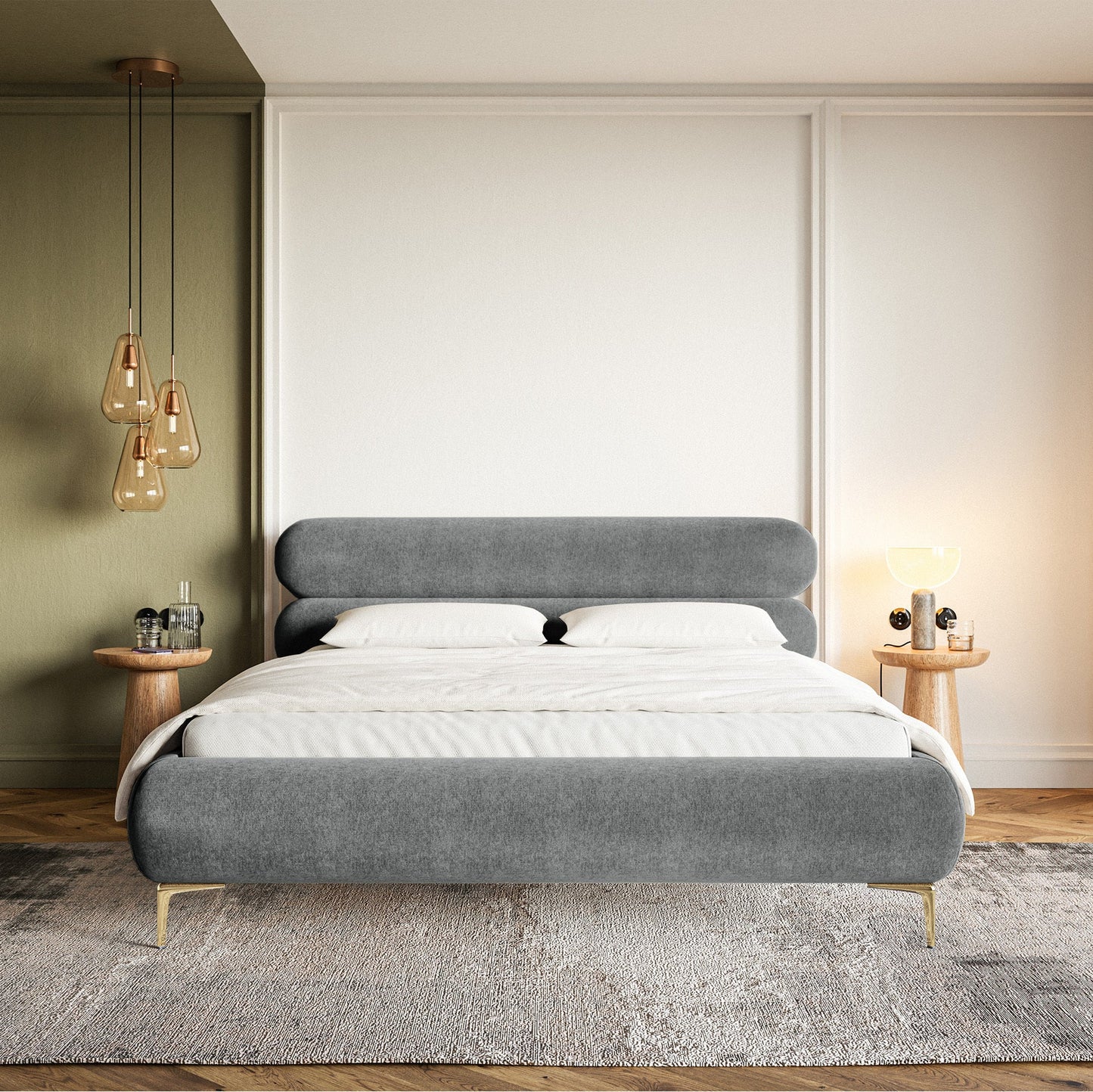 Gulta  Loure 140/160/180x200 cm Amon 11/zelts kājas - N1 Home