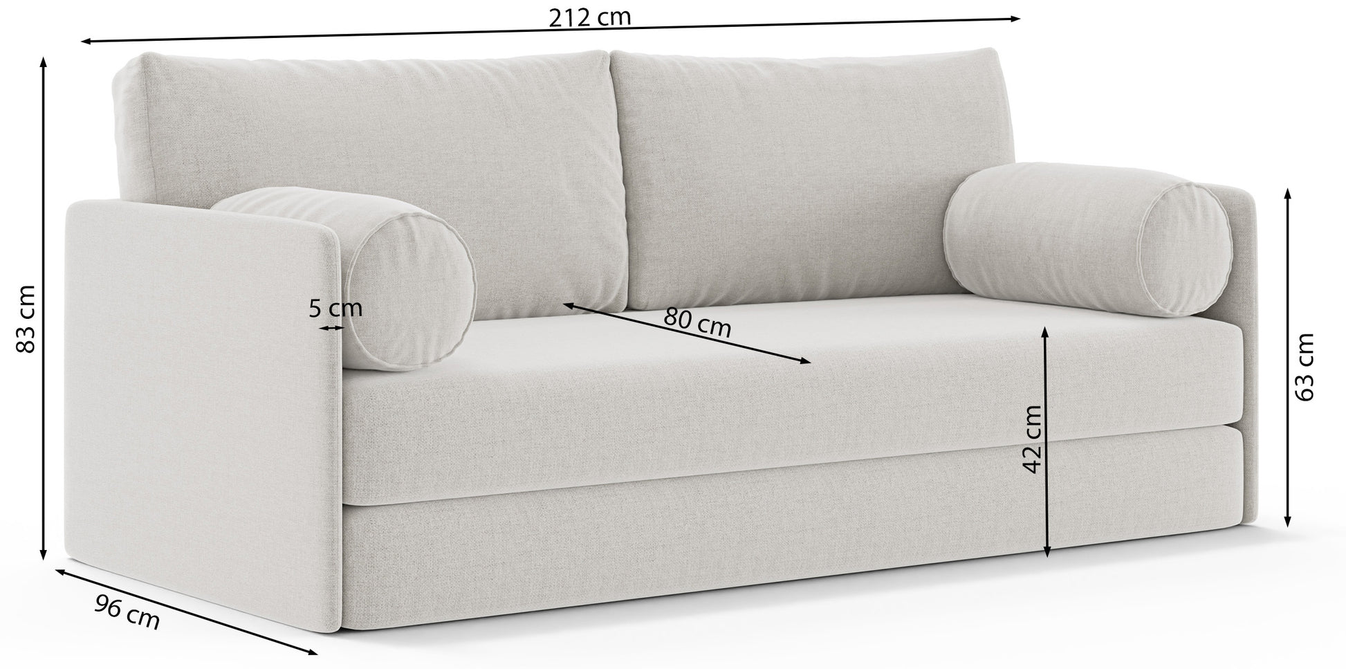 Dīvāns Estans 83/212/96 cm Verita 01 - N1 Home