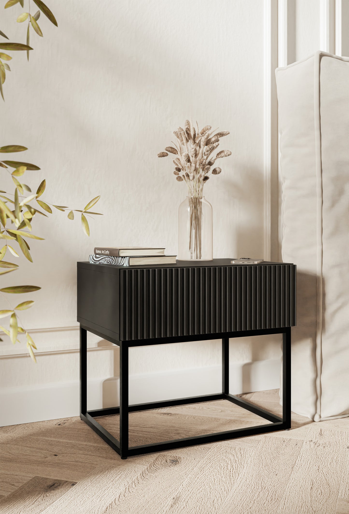 Naktsskapis Velda 50/44/35 cm melns/melns