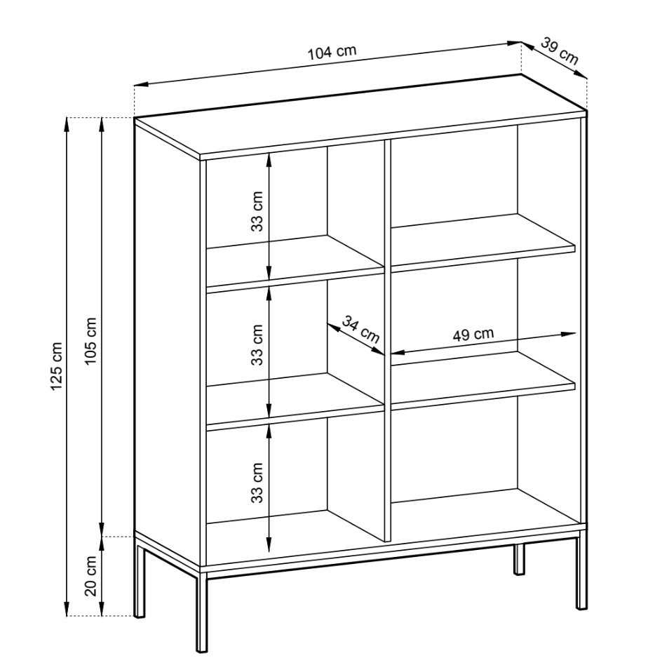 Kumode NV 104/125/39 cm olīves/melns - N1 Home