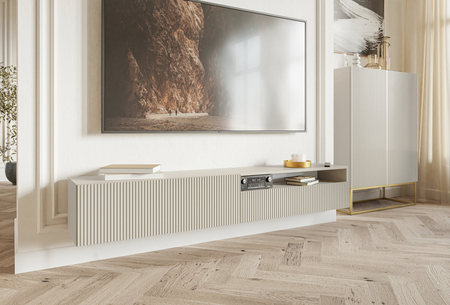 TV skapis Velda 175/28/31 cm bēšs