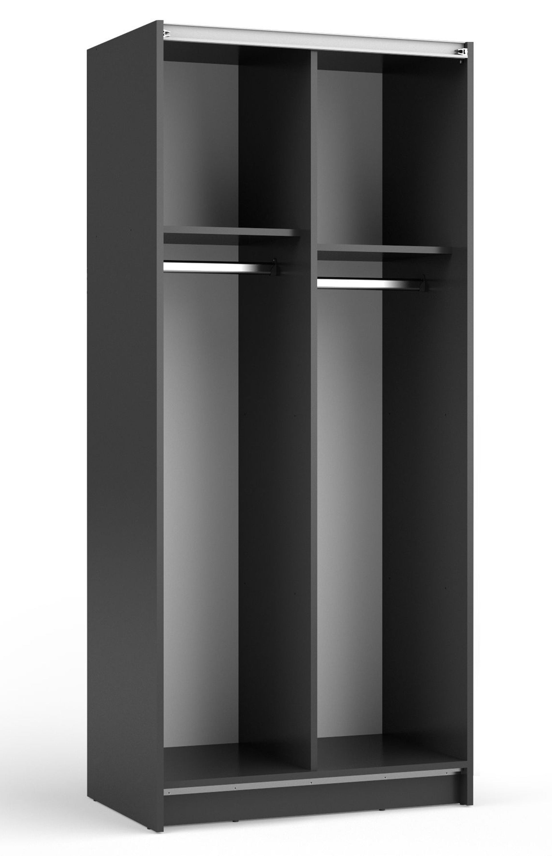 DIAFO Divdurvju bīdāmais skapis ar spoguli, 80 cm, melns - N1 Home