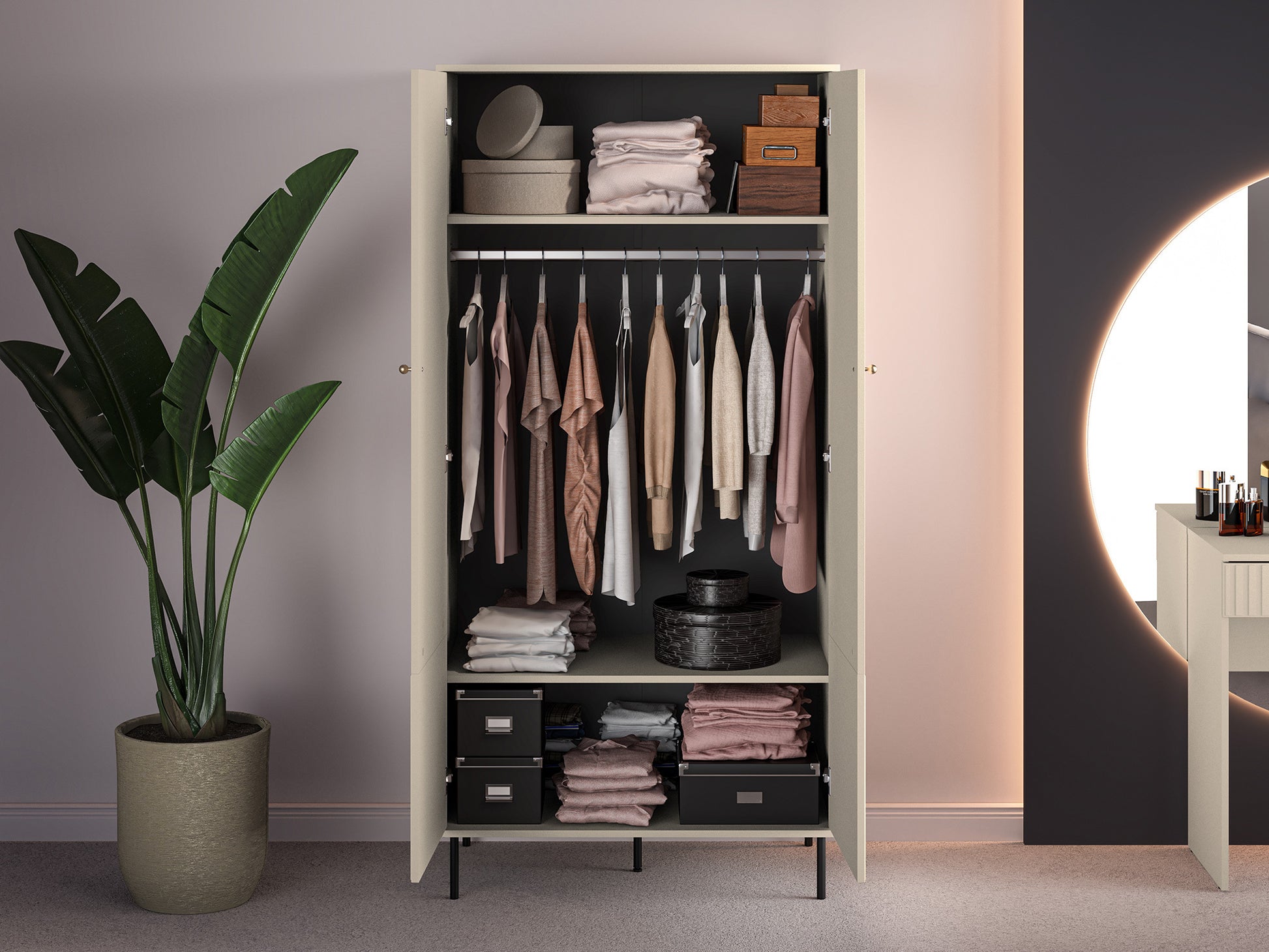 Skapīs Galeto 190/92/53 cm bēšs - N1 Home