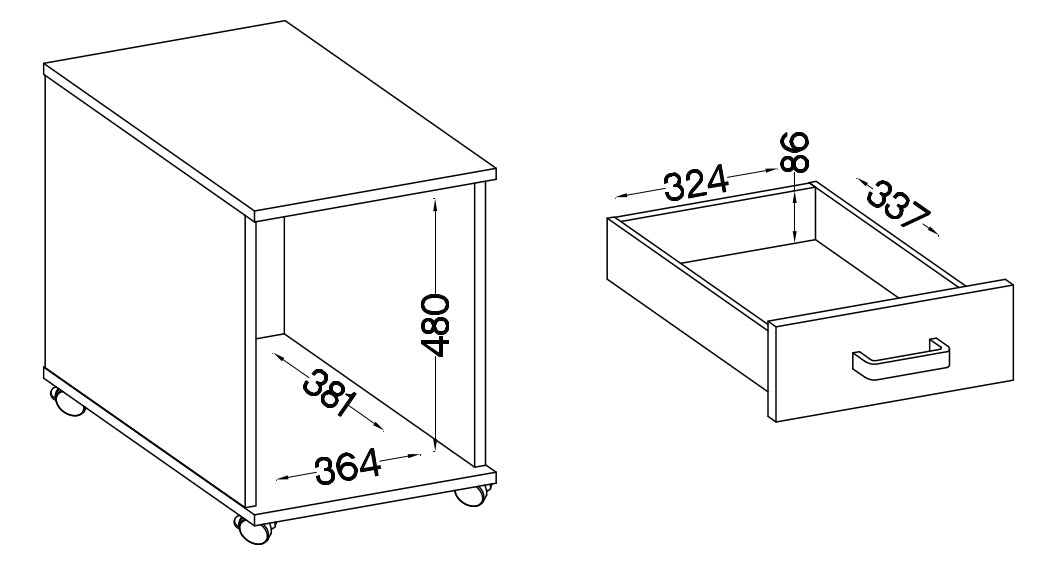 Biroja kumode Stun 57/40/42 cm pelēks - N1 Home