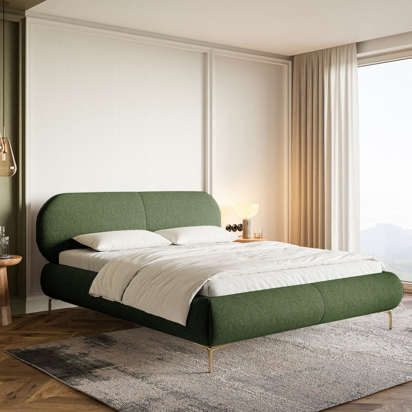 Gulta ar konteineru Valeo 140/160/180x 200 cm Toronto 13 (Lech), zelta kājas - N1 Home