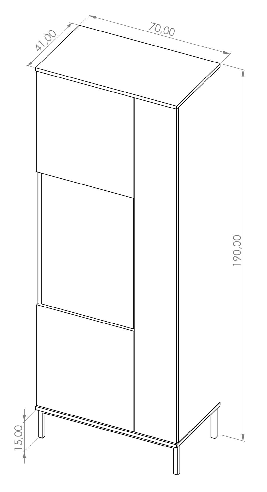 Vitīnas skapis Polka 190/70/41 cm hikorijs