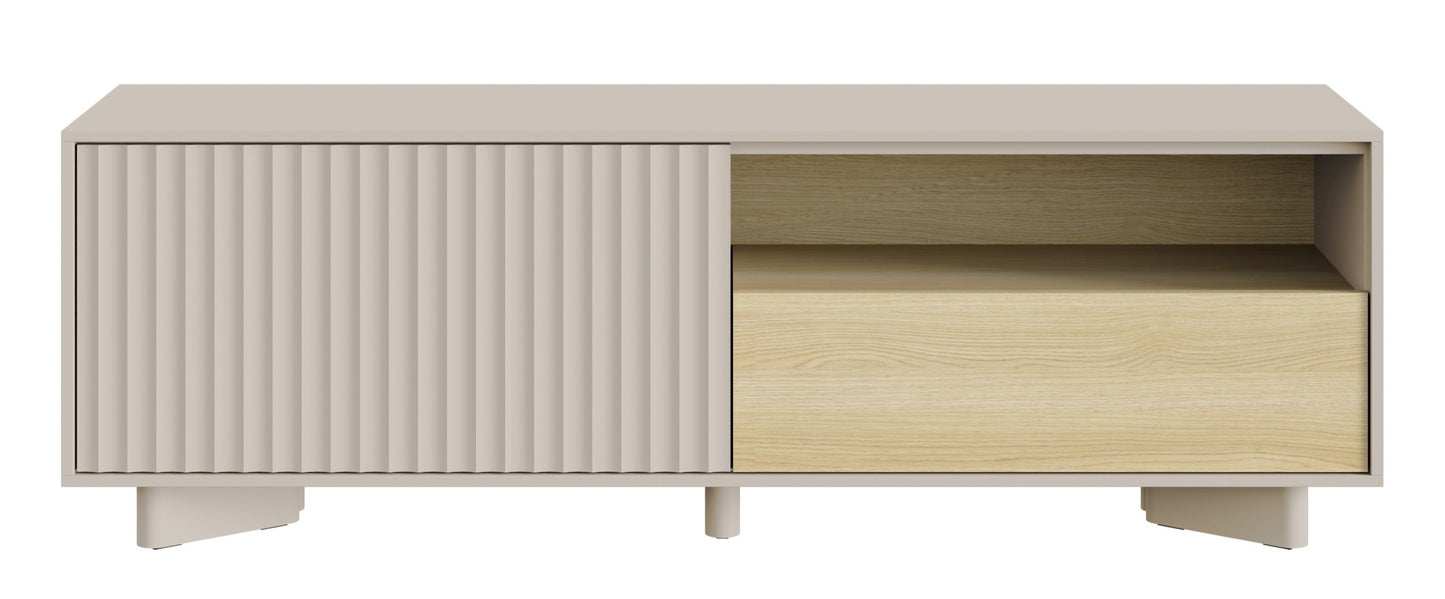 TV skapis Distri Riffle 140/46/35 cm Vičencas ozols/kašmirs