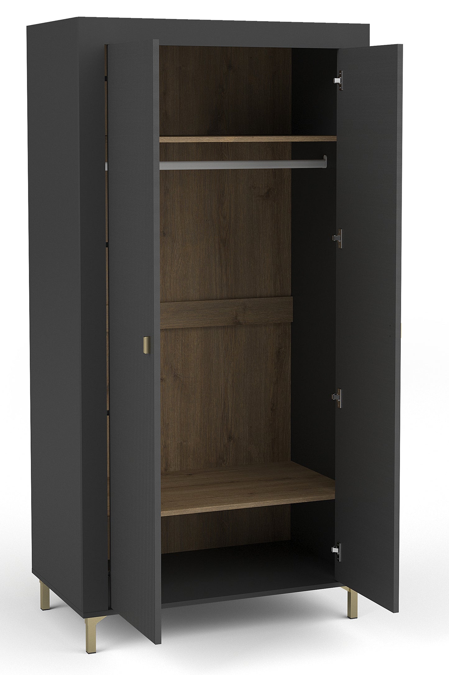 NOMILLA Divu durvju skapis 94 cm melns / viskija ozols - N1 Home