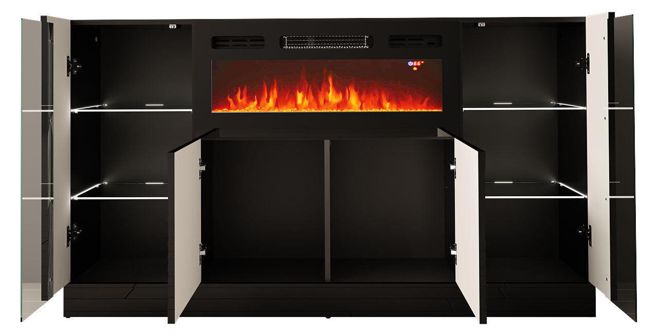 Kumode ar elektrisko kamīnu Dalika 160/90/35 cm melns - N1 Home