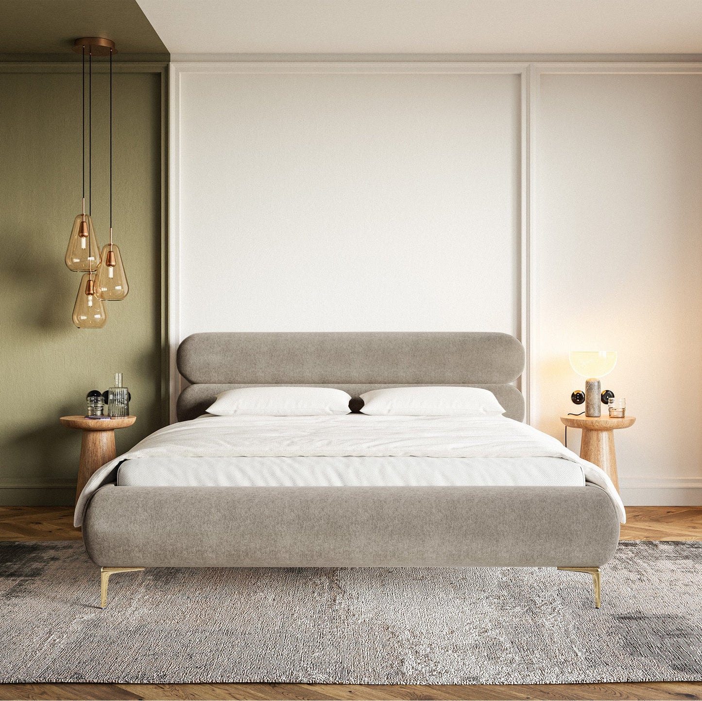 Gulta Loure 140/160/180x200 cm Amon 16/zelts kājas - N1 Home