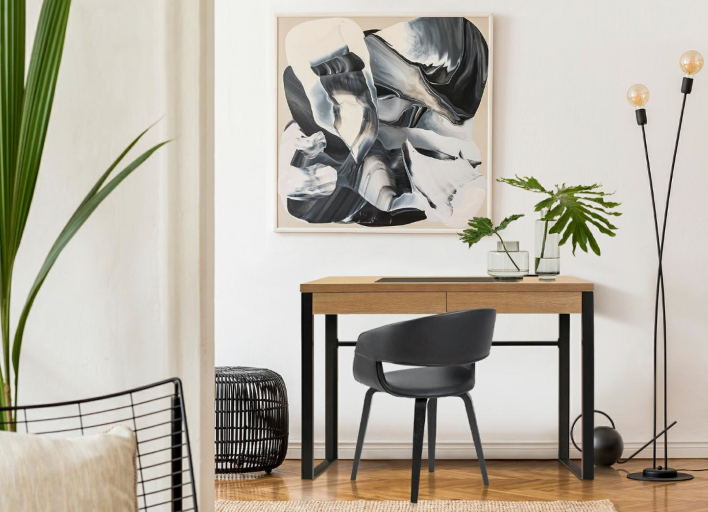 TIVEFIL Rakstāmgalds 100x50 cm,  ozols/melns - N1 Home