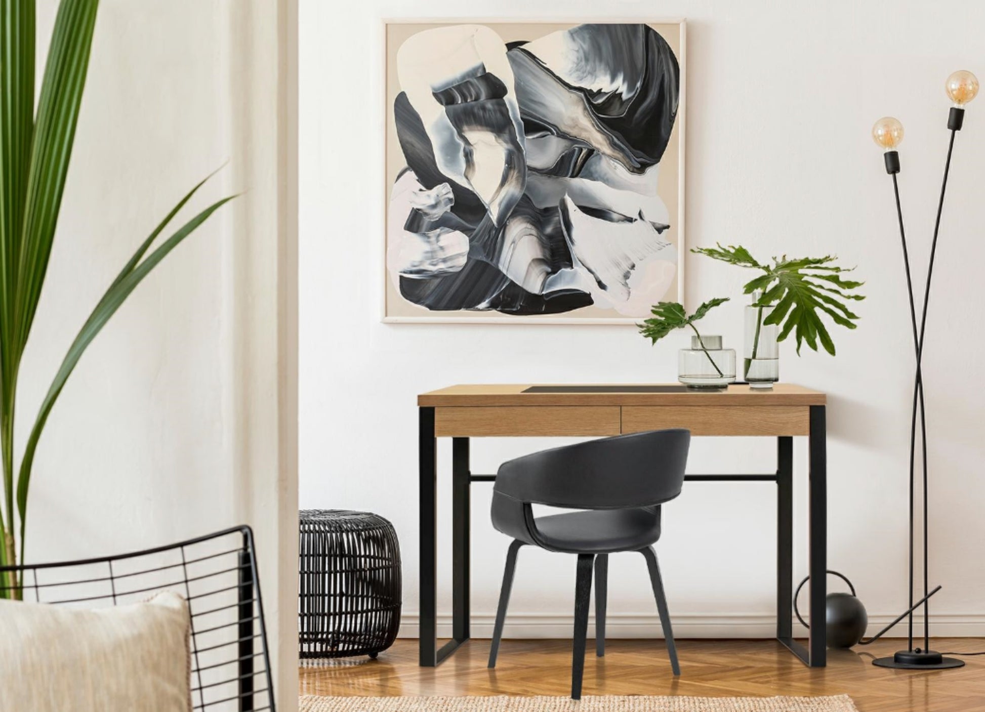 TIVEFIL Rakstāmgalds 100x50 cm,  ozols/melns - N1 Home