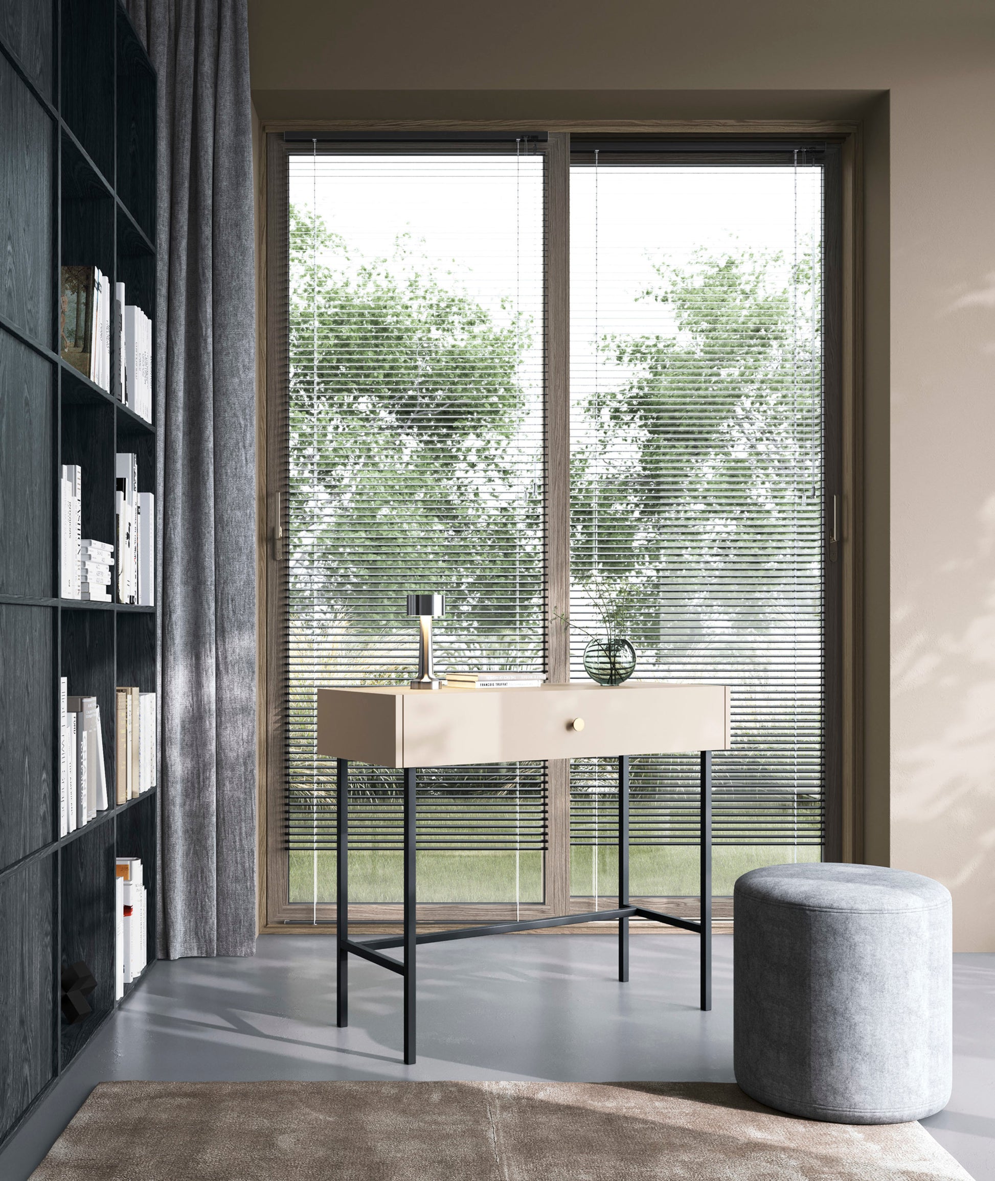 RENOS Tualetes galdiņš ar atvilktni, 93 cm, pelēks bēšs - N1 Home