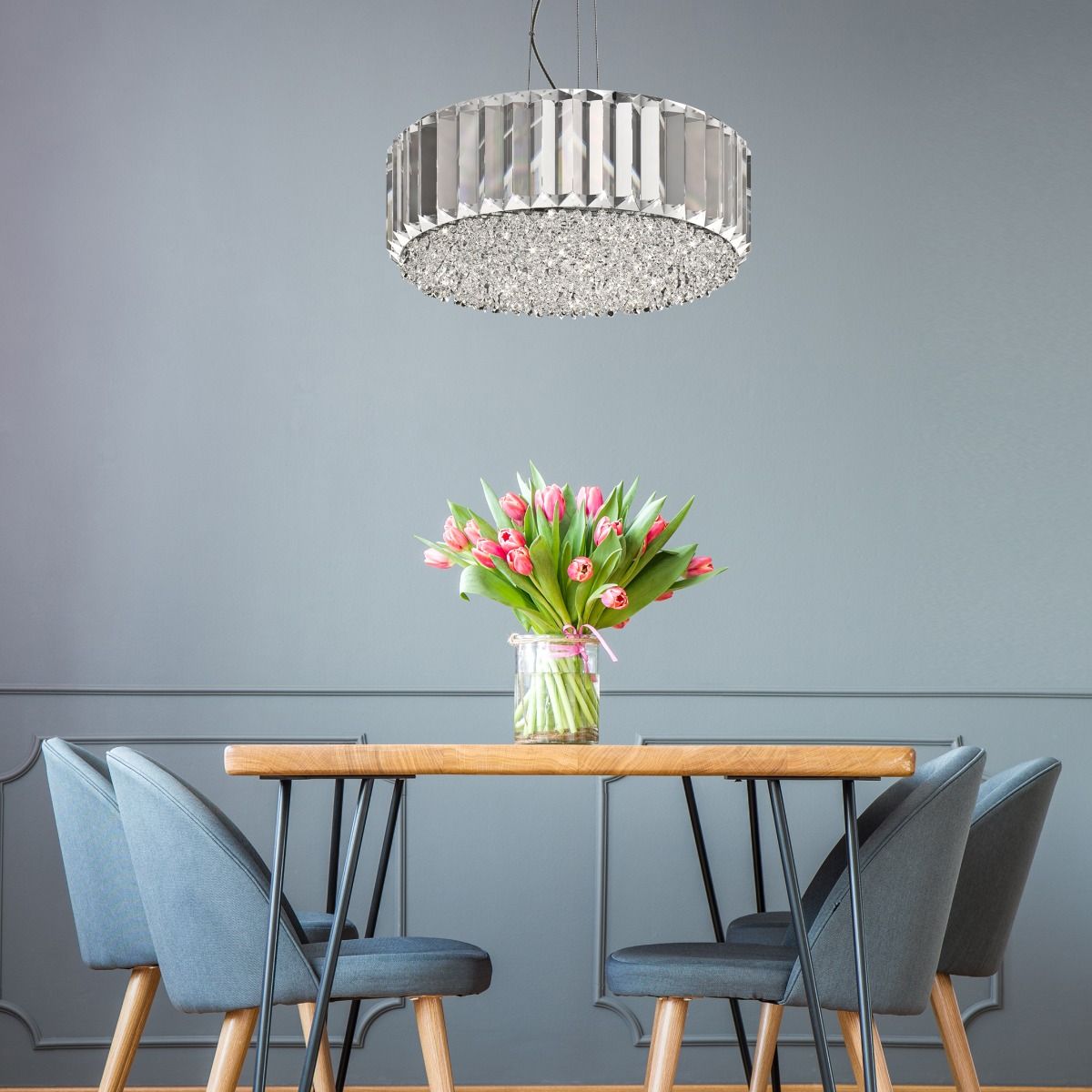 Piekaramā lampa Baron 139/46/46 cm hroms - N1 Home