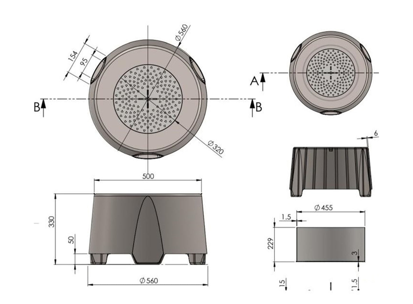 Bezdūmu kamīns Flyfire  56/33/56 cm melns - N1 Home