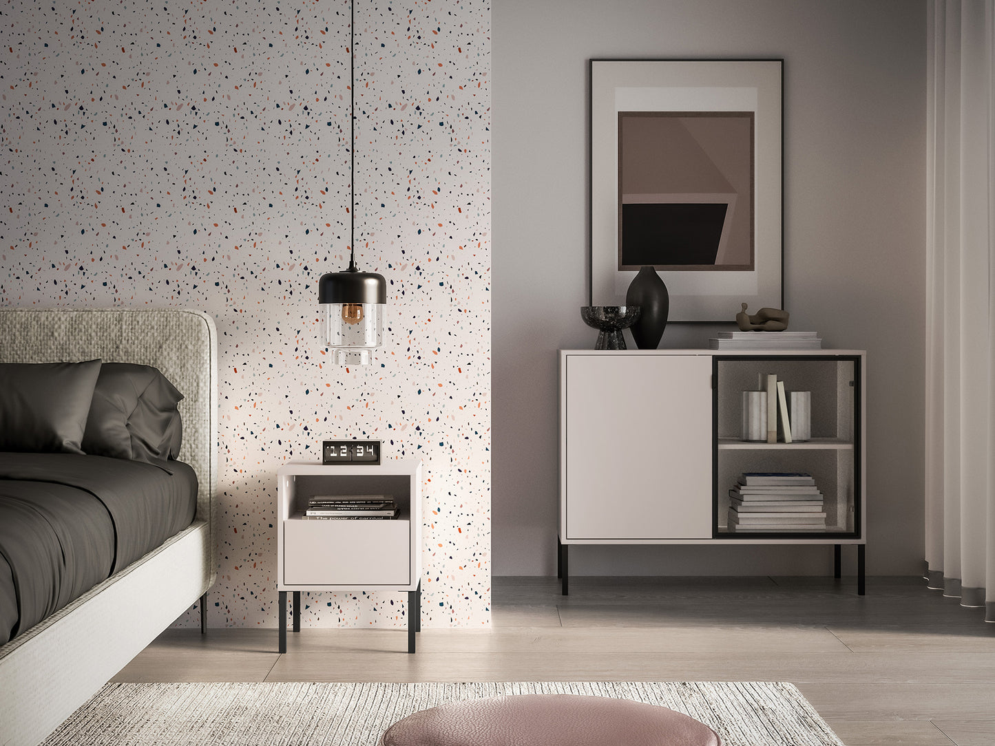 Naktsskapis Baree 40/53/34 cm kašmirs - N1 Home