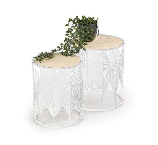 Kafijas galdiņš Folks 40/45 cm un 33/40 cm balts - N1 Home