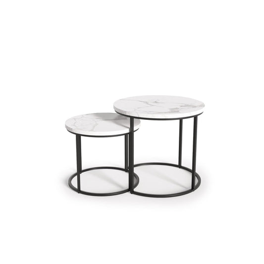 Kafijas galdiņš OR liels 53/45 cm, mazs 43/35 cm balts marmors/melns - N1 Home