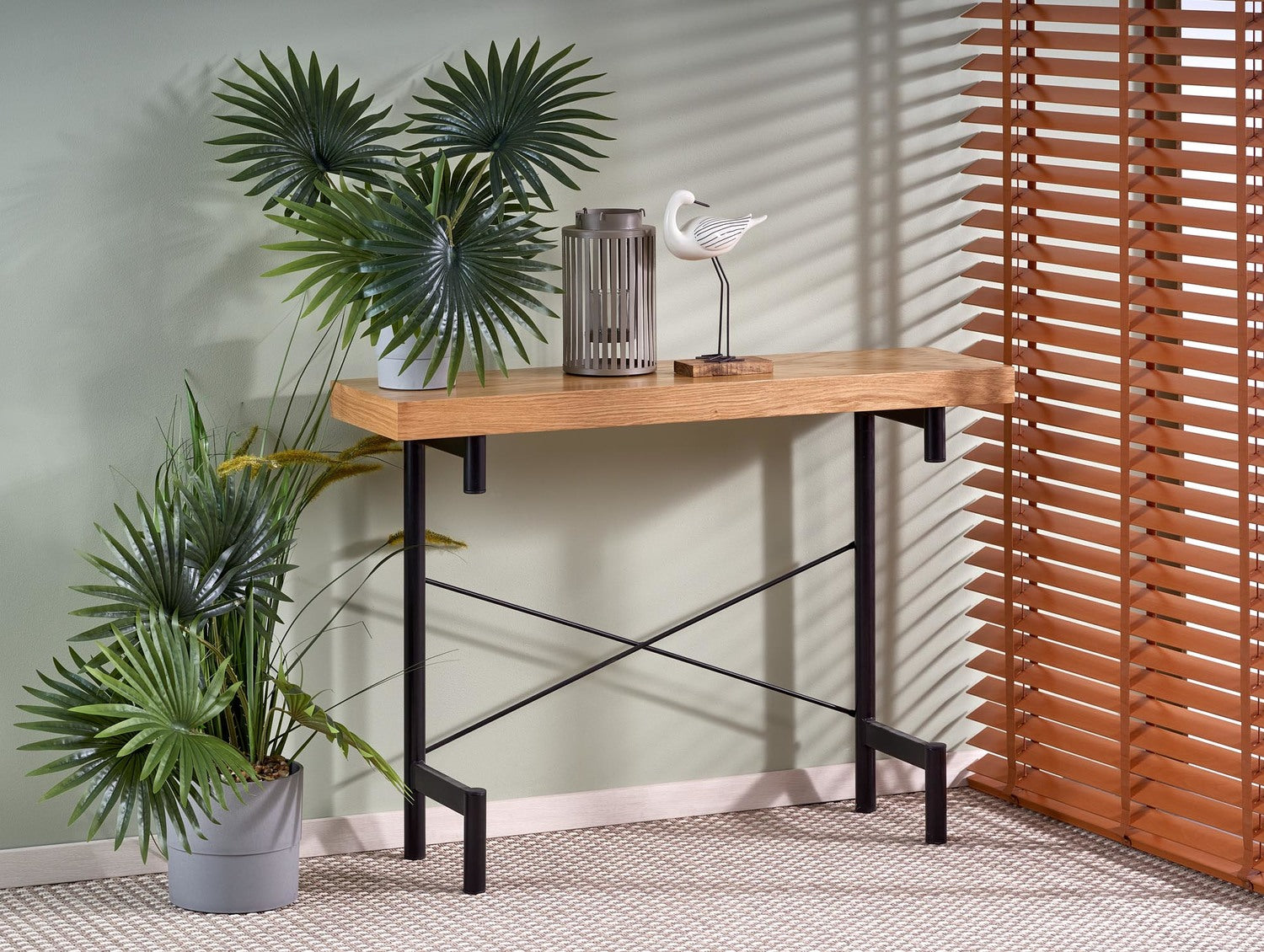 IN dabīga ozola konsole - melna 106x30x77 cm - N1 Home