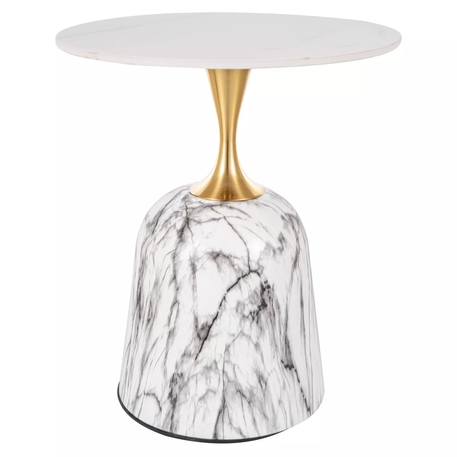 Kafijas galds Fami 59/50 cm balts/zelts - N1 Home