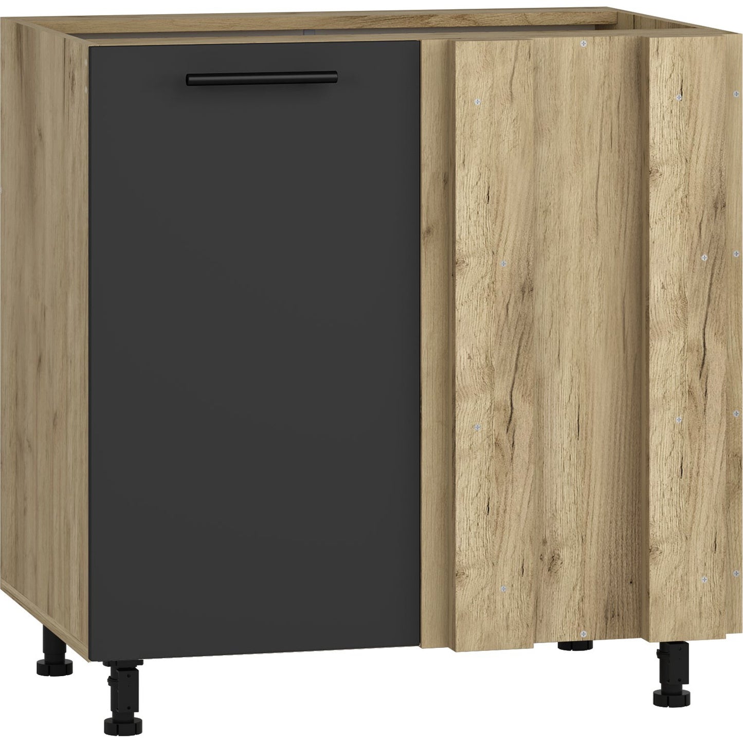 Virtuves priekšējā apakšējā stūra skapis 100(80)/82/52 cm craft ozols/antracīts - N1 Home