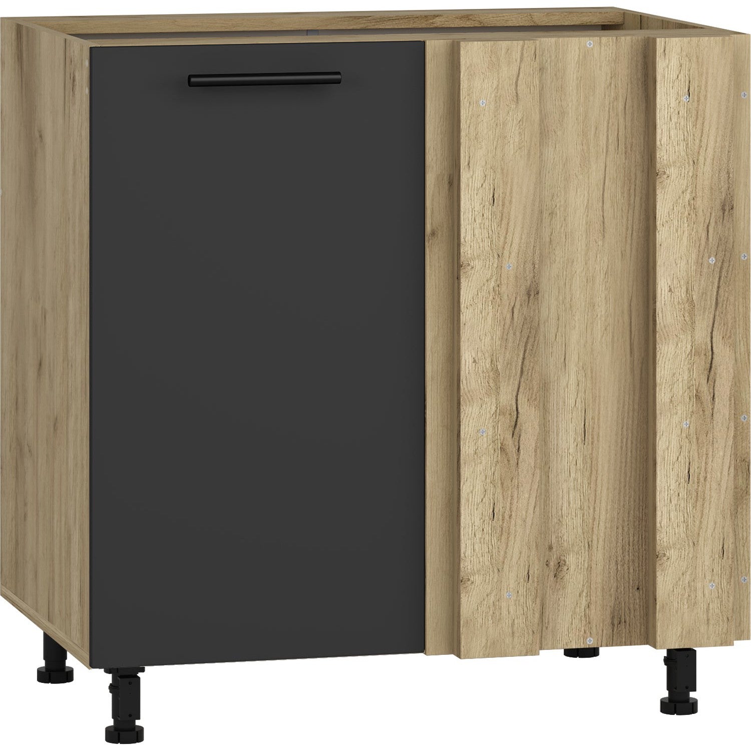 Virtuves priekšējā apakšējā stūra skapis 100(80)/82/52 cm craft ozols/antracīts - N1 Home