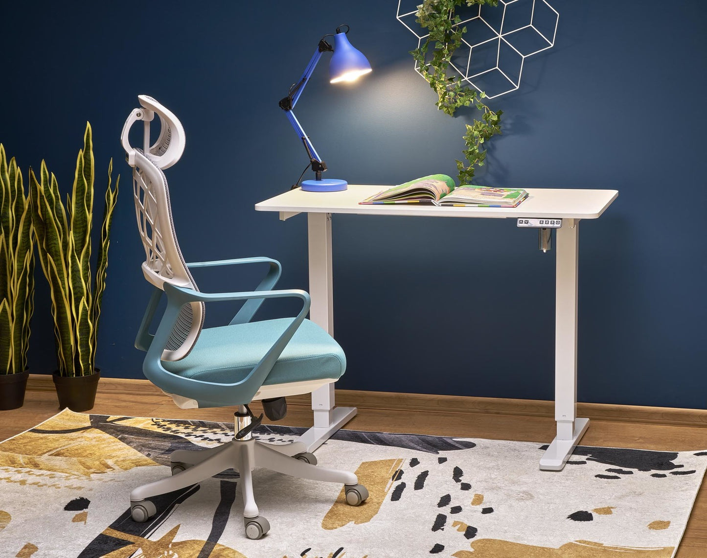 Rakstāmgalds ar augstuma regulēšanas funkciju 105/56/73-118 cm balts - N1 Home