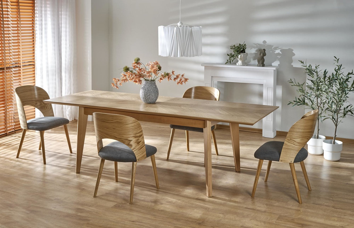 Galds Edmun 160-240/90/75/140 cm dabīgs - N1 Home