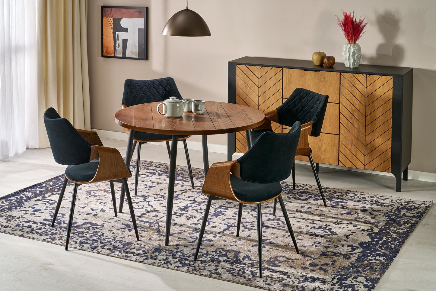 Galds Barro 105/75 cm rieksts/melns - N1 Home