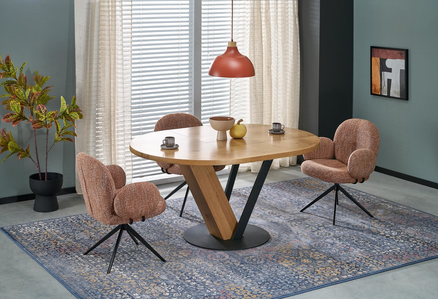 Galds Fani 120/120/78 cm dabīgs/melns - N1 Home