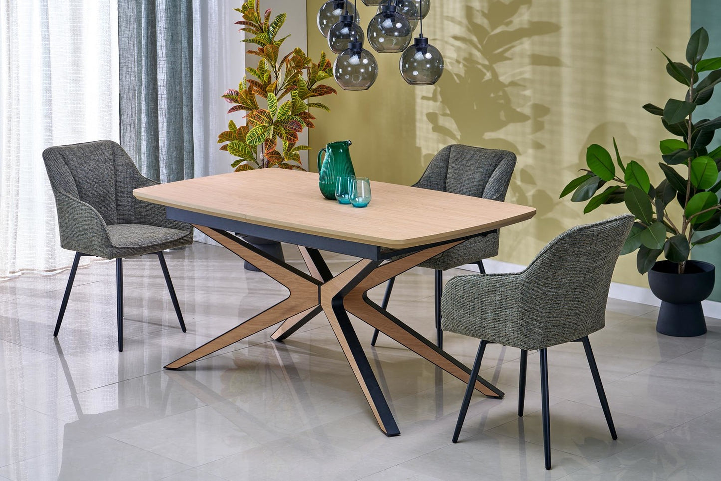 Galds Jamis 160/90/76 cm dabīgs/melns - N1 Home