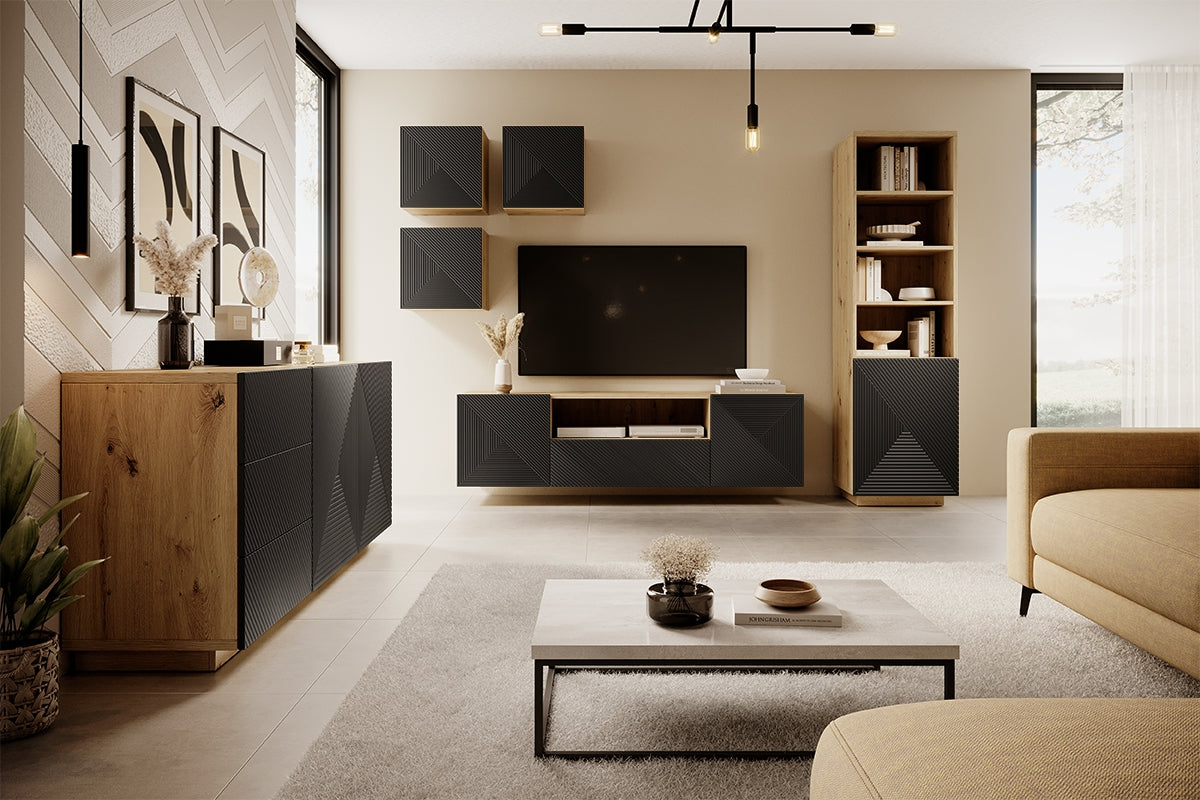 Skapis OSLO 180/43/50 dabīgs/melns - N1 Home