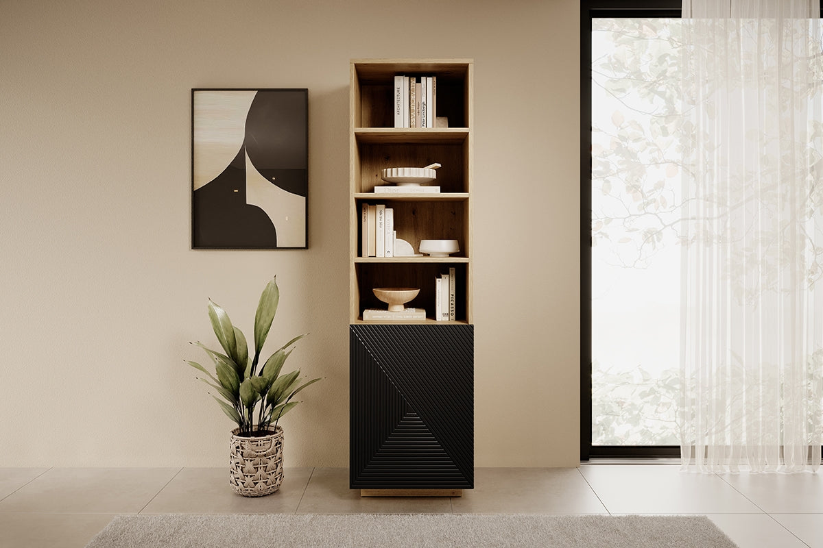 Skapis OSLO 180/43/50 dabīgs/melns - N1 Home